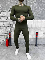 Натуральное мужское комплект термобелье тонкое для спорта Зимнее термобелье мужское хаки олива