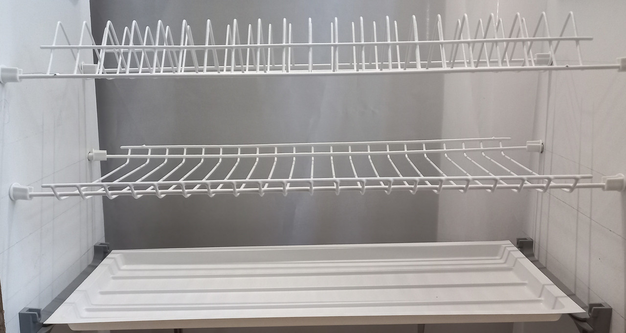 Сушарка для посуду в шафу 60 см, дворівнева біла, фото 1