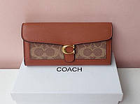 Шкіряний гаманець Coach у кольорах, гаманець Коач, гаманець на кнопці, гаманець брендовий