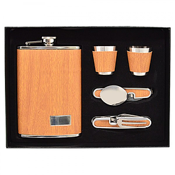 Сувенірний набір Stenson R86715 (фляга, 2 чарки, виделка, ложка) 260мл 24*18*4см