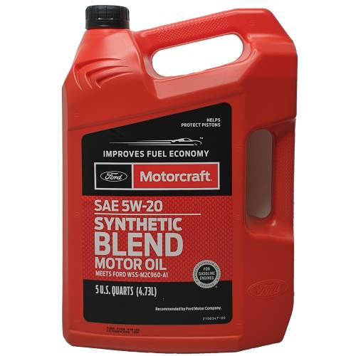

Масло MOTORCRAFT SAE 5W-20 Synthetic Blend Motor Oil, 5qt XO5W20-5Q3SP