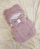 Комбінезон з принтом + спальник Тедді для новонароджених дівчаток, пудра з рожевим, фото 2