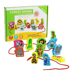 Дерев'яна іграшка Шнуровка MD 1263-1-2-3 Дикі тварини, World-of-Toys
