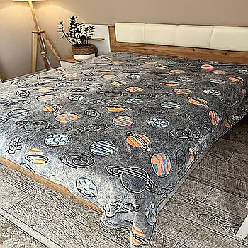 Плед-покривало з мікрофібри День- Ніч зі світлом "Планеты"