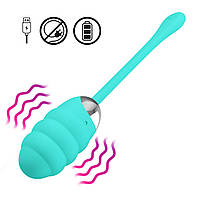 Виброяйцо силиконовое для женщин Baile Franklin, 12 режимов вибрации, зарядка USB, светло-зеленый