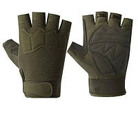 Тактические перчатки без пальцев (размер L) на липучке FQTAC039 Зеленый «T-s»