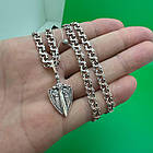 Чоловічий комплект кулон щит та меч із ланцюжком бісмарк срібло 925 проби, фото 2