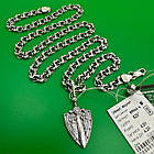 Чоловічий комплект кулон щит та меч із ланцюжком бісмарк срібло 925 проби, фото 3