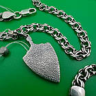 Чоловічий комплект кулон щит та меч із ланцюжком бісмарк срібло 925 проби, фото 4