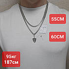 Чоловічий комплект кулон щит та меч із ланцюжком бісмарк срібло 925 проби, фото 5