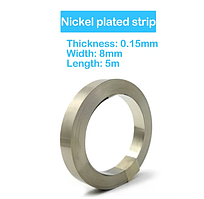 Нікелева стрічка для точкового зварювання літій-іонних акумуляторів 18650, 1 рулон 5м  0,15х8