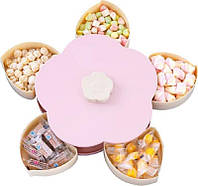 Вращающаяся одноярусная складная конфетница Flower Candy Box для конфет и фруктов ART 696