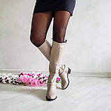 Жіночі демісезонні чоботи класичні на підборах 5 см в натуральній шкірі та замші різних кольорів., фото 3