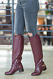 Жіночі демісезонні чоботи класичні на підборах 5 см в натуральній шкірі та замші різних кольорів., фото 5
