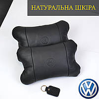 Авто подушки - набор Volkswagen из натуральной кожи, на подголовник в машину, Автомобильная ортопедическая
