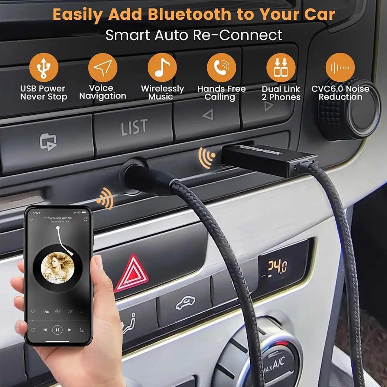 Bluetooth ресивер MaedHawk U2 Bluetooth 5.0 з мікрофоном адаптер Bluetooth Aux BT Wireless Audio Car Kit