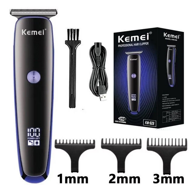 Машинка для стриження волосся Kemei KM-828 (акумуляторна, 3 насадки)