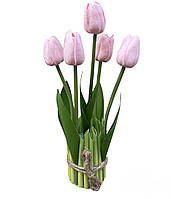 Искусственный латексаный тюльпан пучок 5 шт розовый 26 см