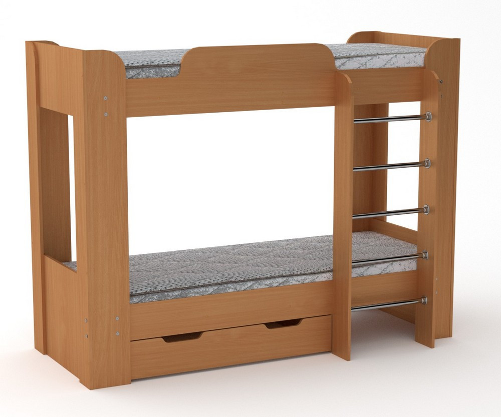 Двоярусне ліжко з шухлядою Компаніт Твікс-2 бук
