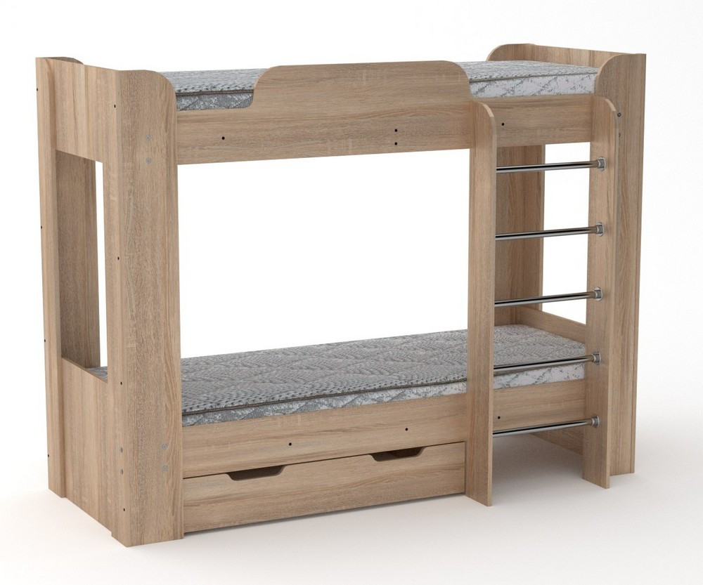 Двоярусне ліжко з шухлядою Компаніт Твікс-2 дуб сонома