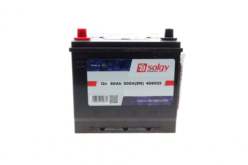 Акумуляторна батарея 60Ah/500A (230x172x222/+L) Азія SOLGY 406025 UA62