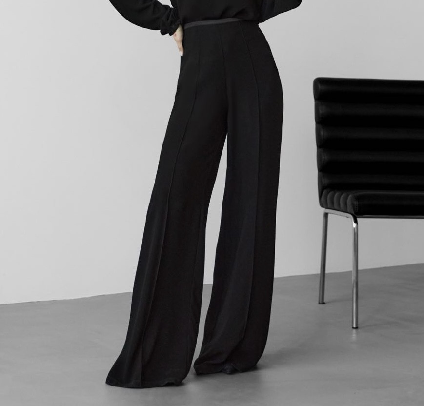 Жіночі чорні штани широкі розкішні 48