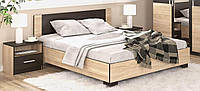 Кровать Мебель Сервис Вероника 140х200 с ламелями + 2 тумбочки Дуб самоа + Венге темный (203.6х146.4х85.2 см)
