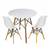 Круглий стіл JUMI Scandinavian Design white 80см. + 2 сучасні скандинавські стільці