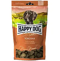 Ласощі для собак середніх та великих порід Happy Dog SoftSnack Toscana, м'які закуски з качкою та лососем, 100 г