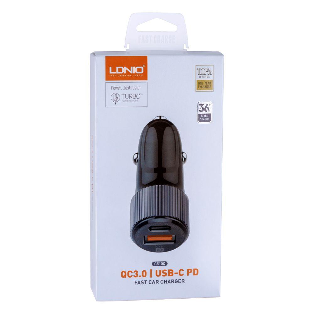 Автомобільний Зарядний Пристрій LDNIO C510Q Micro QC3.0 / USB-C PD