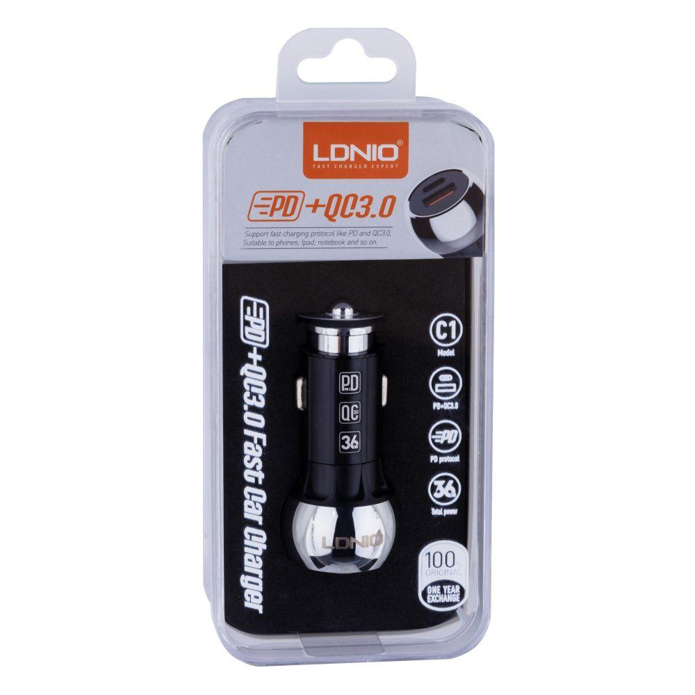 Автомобільний Зарядний Пристрій LDNIO DL-C1 PD QC3.0 36W Type-C