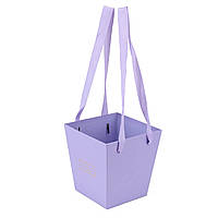 Подарочная флористическая коробка для букета "С любовью" 11х15х14,5 см сиреневый цвет