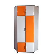 Шкаф детский Мебель UA Пионер-МДФ A угловой 2200х810х810 модерн Белый глянец/Оранж (6101)