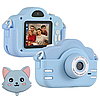 Дитячий фотоапарат Котик 1080HD 40MP з ремінцем A3S, Синій / Цифрова фотокамера для дітей, фото 6