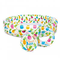 Детский бассейн с мячом и кругом Intex Ананас 132х28 см Разноцветный (59469-2)
