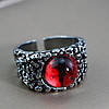 Каблучка срібляста чоловіча містична з червоним оком дракона та лускою регульований розмір AurumLux018, фото 2