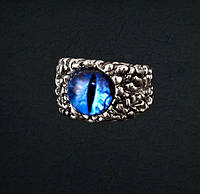Мистическое мужское кольцо синий глаз дракона вокруг чешуя дракона размер регулируемый