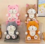 М'яка іграшка подушка плед 3 в 1 Кіт, котик, котик щастя 45 см, фото 4