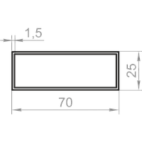 Алюминиевая труба прямоугольная 70x25x1,5 без покрытия