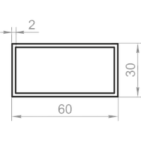 Алюминиевая труба прямоугольная 60x30x2 анодированная