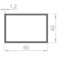 Алюминиевая труба прямоугольная 60x40x1,2 без покрытия