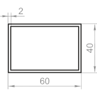 Алюминиевая труба прямоугольная 60x40x2 без покрытия