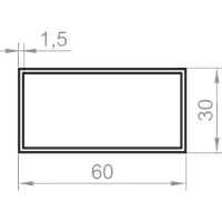 Алюминиевая труба прямоугольная 60x30x1,5 анодированная