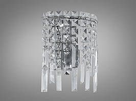 Сучасне кришталеве бра у вітальню на 2 лампи, колір хром 9708-2BCH-LS