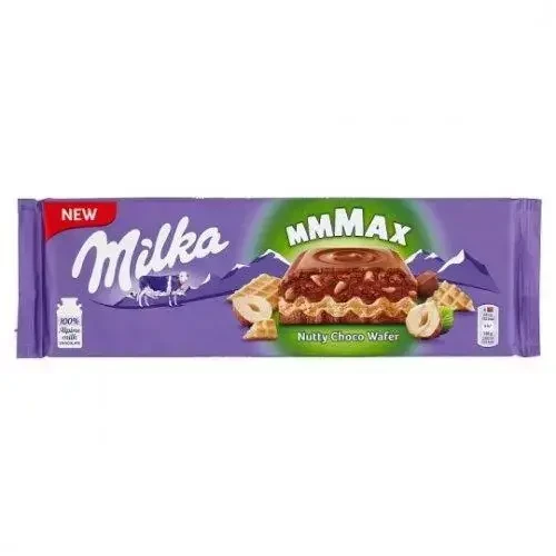 Молочний шоколад Milka Nutty Choco Wafer горіховий з шоколадною вафелькою 270 грам