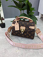 Сумка Луи Витон  Madeleine Louis Vuitton мини клатч коричневый+ розовый ремень