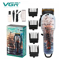 Профессиональная машинка для стрижки и бороды VGR V-689 с LED-дисплеем и титановыми лезвиями Fenix