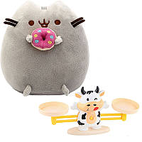 Мягкая игрушка Пушин кэт Pusheen cat 23х25 см с Пончиком и Обучающая игра математические весы Корова v-11555