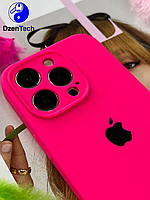 Силиконовый чехол на Айфон 13 Про с закрытой камерой Фукси | iPhone 13 Pro SoftCase with Frame Barbie Pink