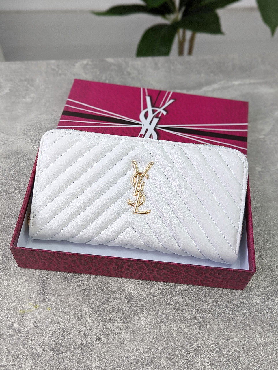 Жіночий гаманець великий Saint laurent — Ів Сен Лоран білий, фото 1